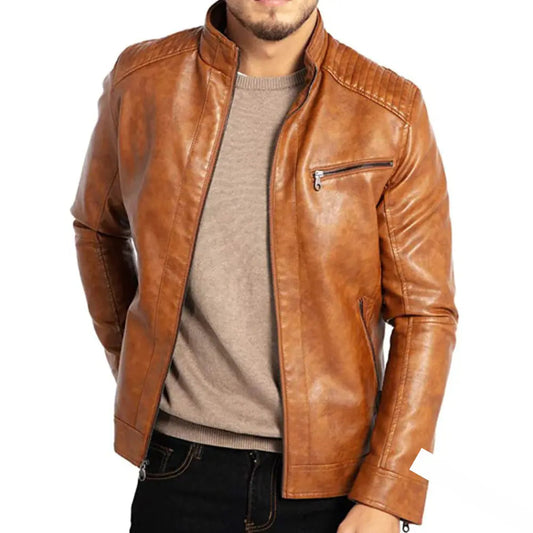 Liam – Herren Bikerjacke mit Reißverschluss und Stehkragen
