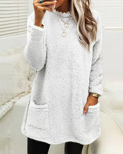 Sofia-Lou - Damenpullover mit Taschen und Rundhalsausschnitt