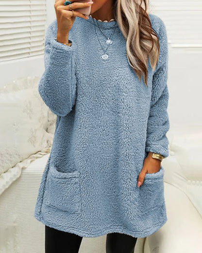 Sofia-Lou - Damenpullover mit Taschen und Rundhalsausschnitt