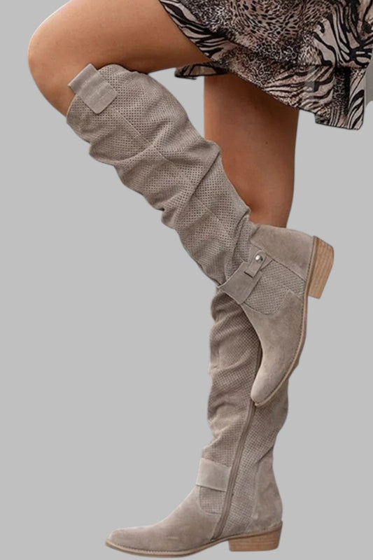 Amara - Damen Overknee Stiefel mit flachem Absatz