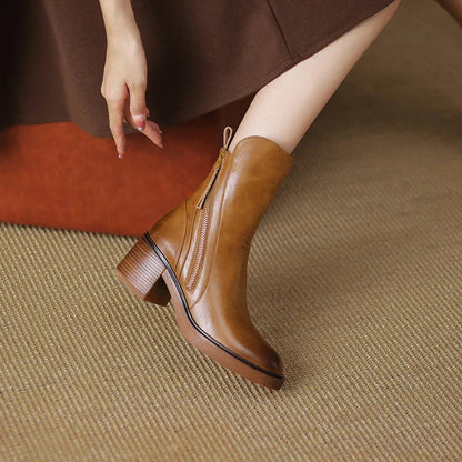 Lena – Lederstiefeletten mit Blockabsatz Damen