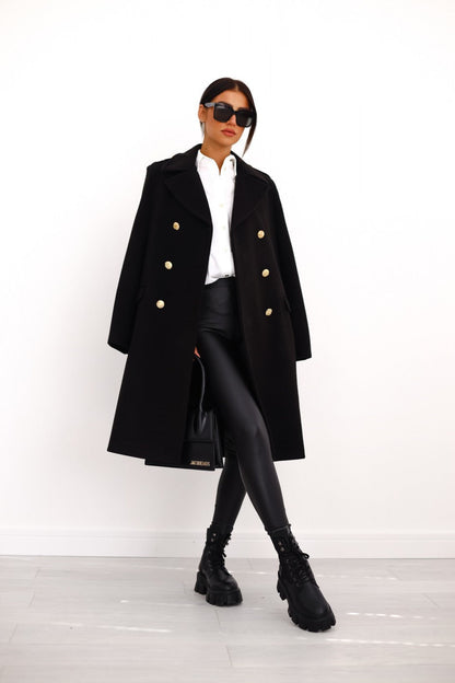 Alessia - Damen Wolle Wintermantel lang elegant klassisch  warm