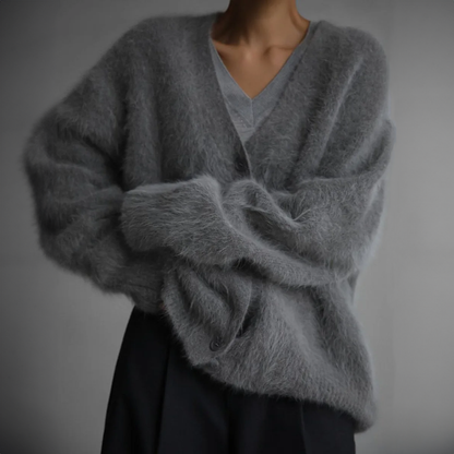 Elena - Damen kaschmir Strickjacke mit V-Ausschnitt