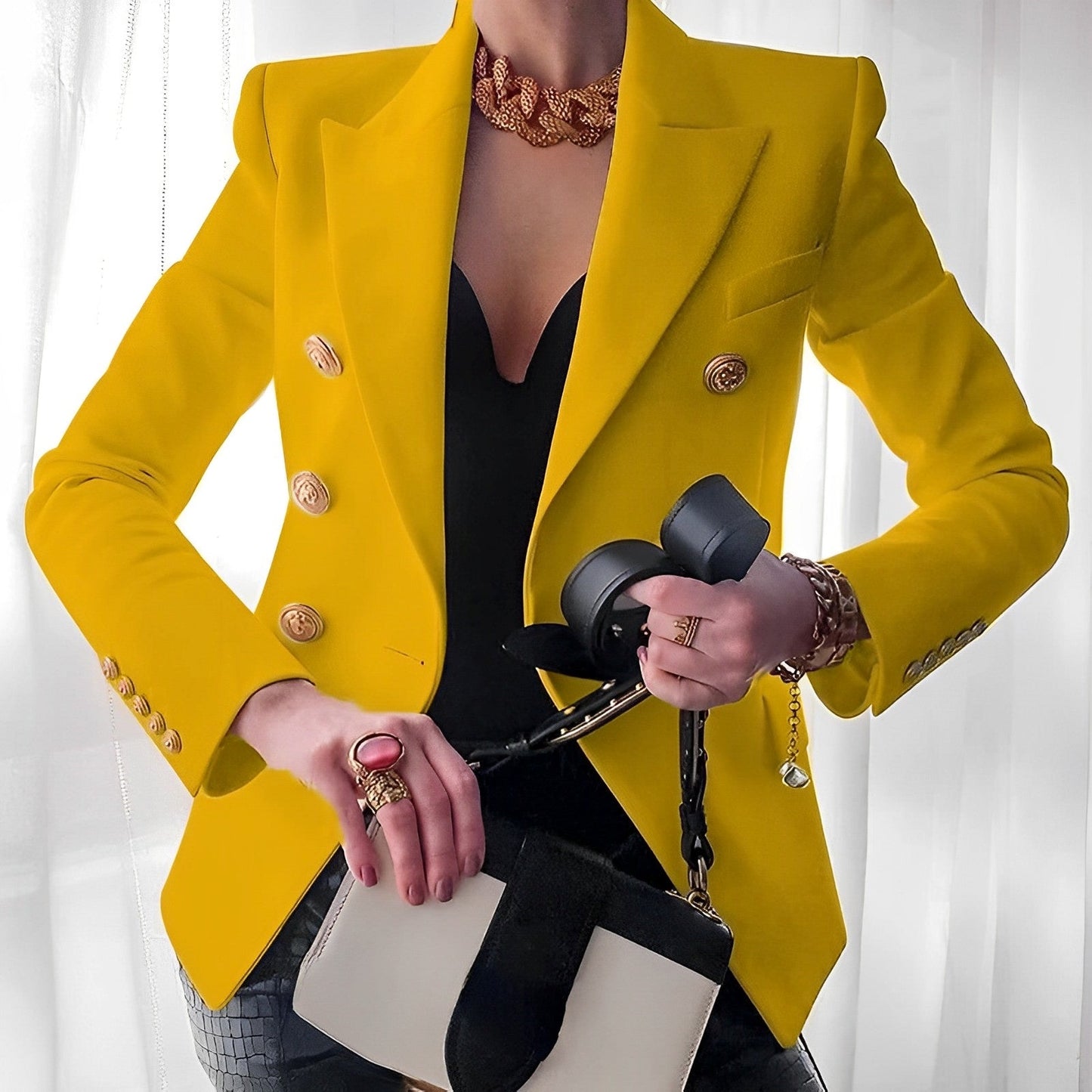 Claudia - Damen Blazer mit Doppelreiher und goldenen Knöpfen