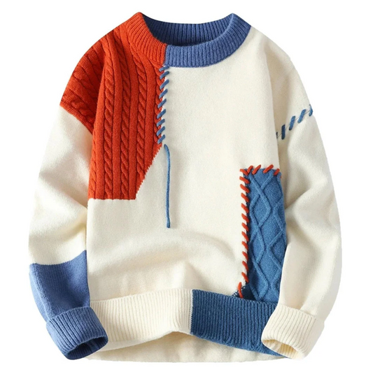 Elian – Moderner Patchwork Strickpullover Unisex
