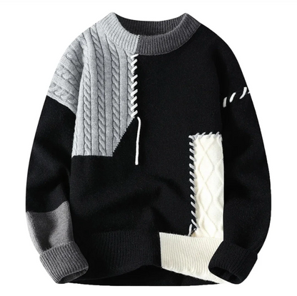 Elian – Moderner Patchwork Strickpullover Unisex