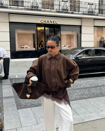 Inés – Oversized Velours Damenjacke