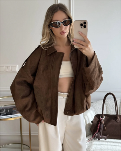 Inés – Oversized Velours Damenjacke