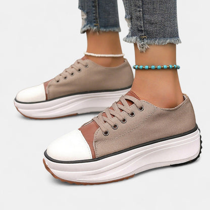 Jimena – Modische Damen Plateau-Sneaker mit Retro-Frontkappe