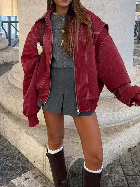 Leona – Oversize Baumwolle Damenjacke mit weitem Schnitt