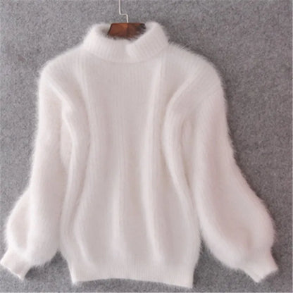 Sophia - Damen kaschmir Strickpullover mit Ballonärmeln