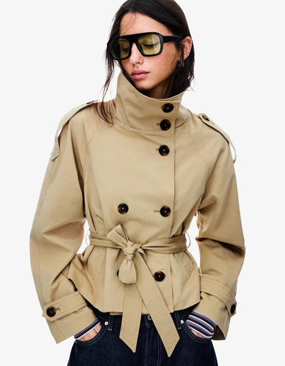 Camila – Kurztrenchcoat Damen mit Taillengürtel