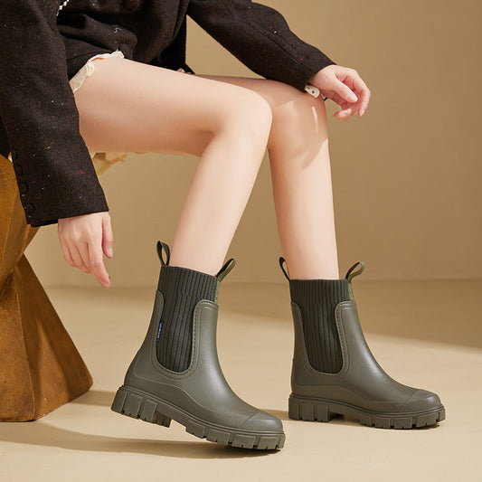Lina - Damen Chelsea Boots mit Profilsohle und elastischem Schaft