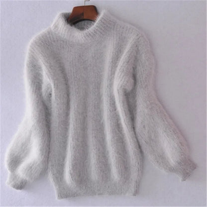 Sophia - Damen kaschmir Strickpullover mit Ballonärmeln
