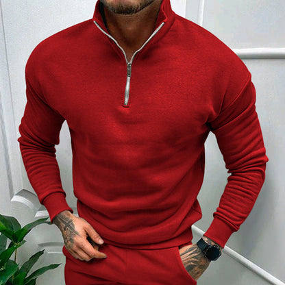 Leon - Herrenpullover mit Stehkragen und halbem Reißverschluss