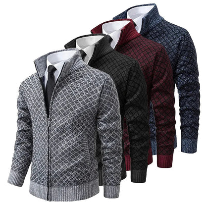 Adam – Strukturierter Strick-Cardigan mit Stehkragen im eleganten Herren-Look