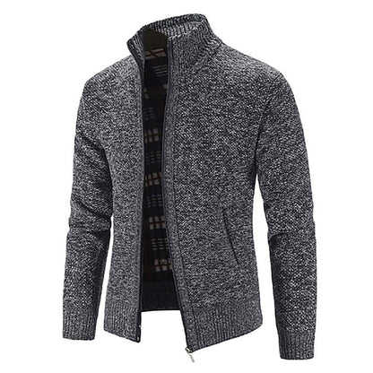 Alexander – Strickjacke für Herren Winter Cardigan mit Stehkragen