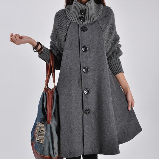Mira – Damen Mantel mit Strickärmeln und Stehkragen