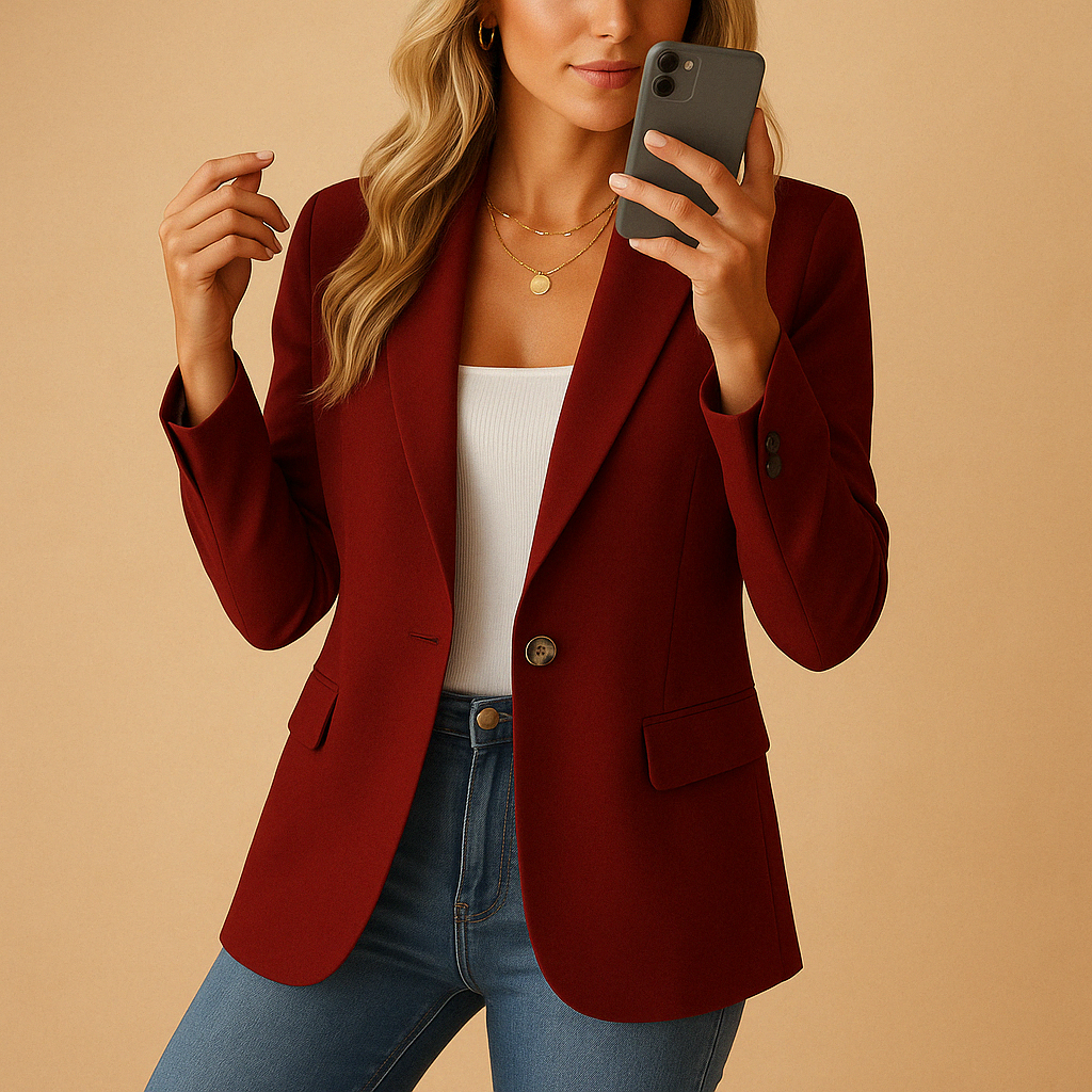 Clara - Damen Blazer mit klassischem Revers und Ein-Knopf-Verschluss