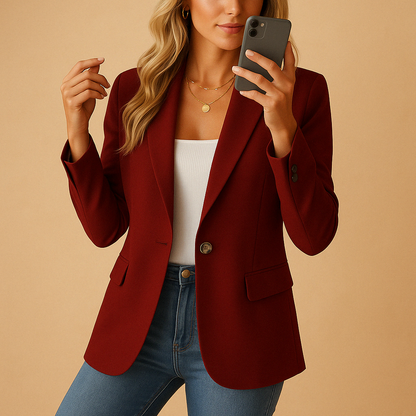 Clara - Damen Blazer mit klassischem Revers und Ein-Knopf-Verschluss