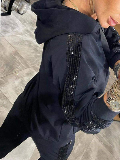 Mila - Damen Zweiteiler Jogginganzug mit Kapuze bequem