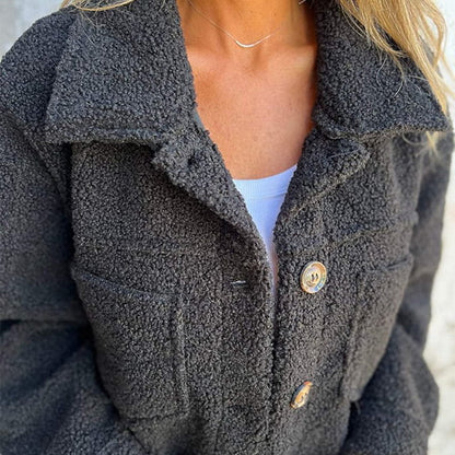 Lina - Damen Jacke warm kuschelig mit Knopfleiste