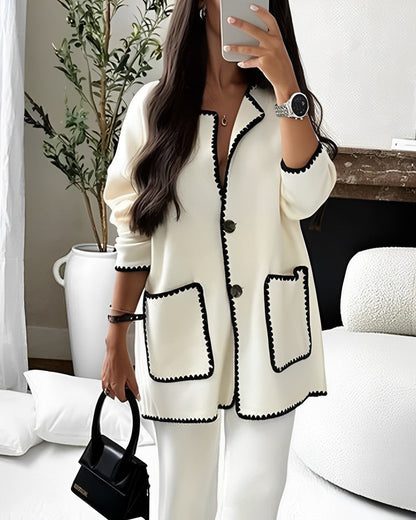 Isabelle - Damen Strickjacke mit Kontrastdetails