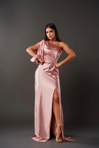 Selina - Damen Abendkleid mit One-Shoulder-Design und Beinschlitz
