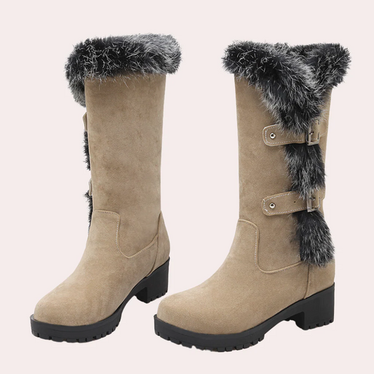 Lara - Damen Winterstiefel mit Fellbesatz und Absatz