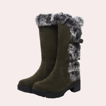 Lara - Damen Winterstiefel mit Fellbesatz und Absatz