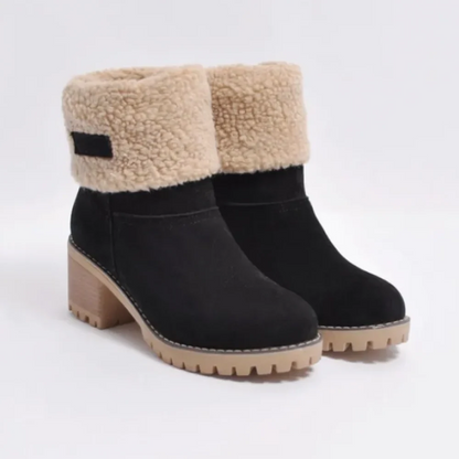 Lea - Damen Stiefeletten mit Fellfutter und Blockabsatz