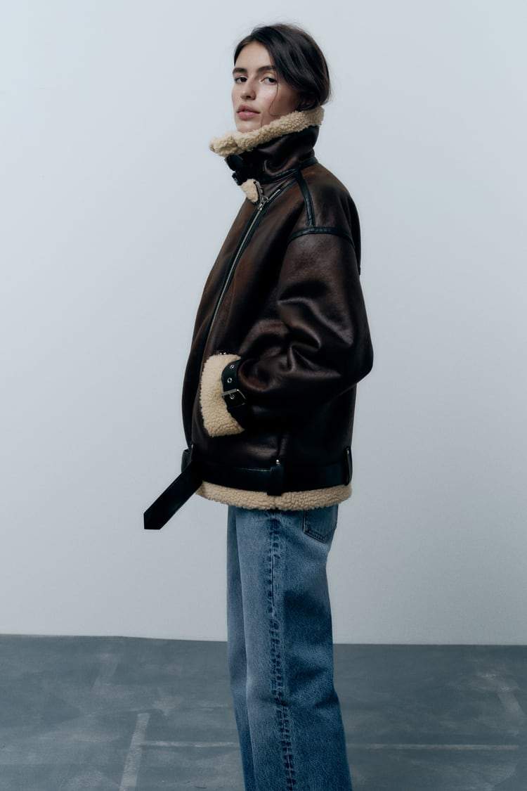 Lucía - Damenjacke in Lederoptik mit Schaffellfutter im Winter