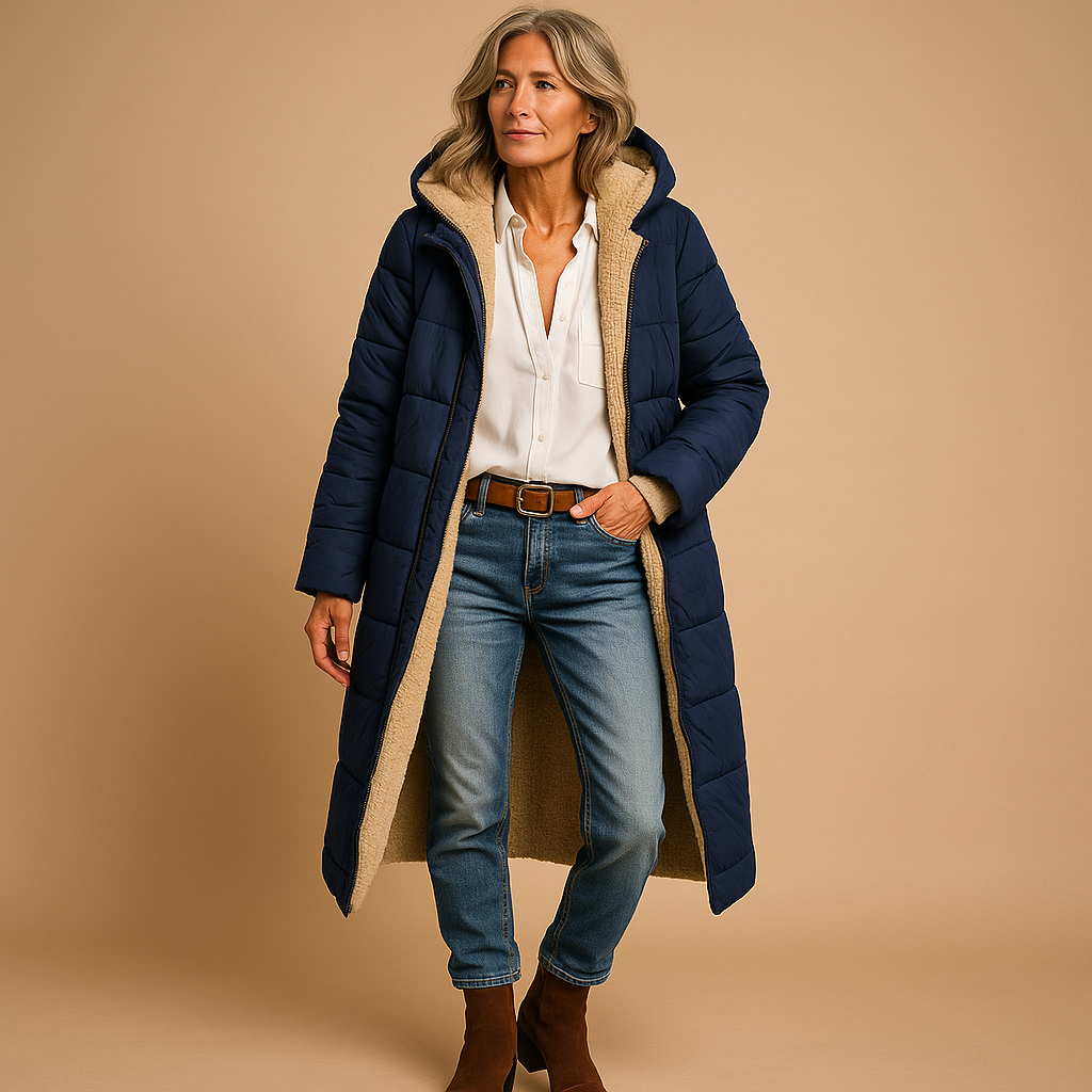 Agnieszka – Gefütterter Long-Puffercoat im modernen Winter-Look für Damen