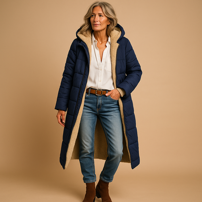 Agnieszka – Gefütterter Long-Puffercoat im modernen Winter-Look für Damen