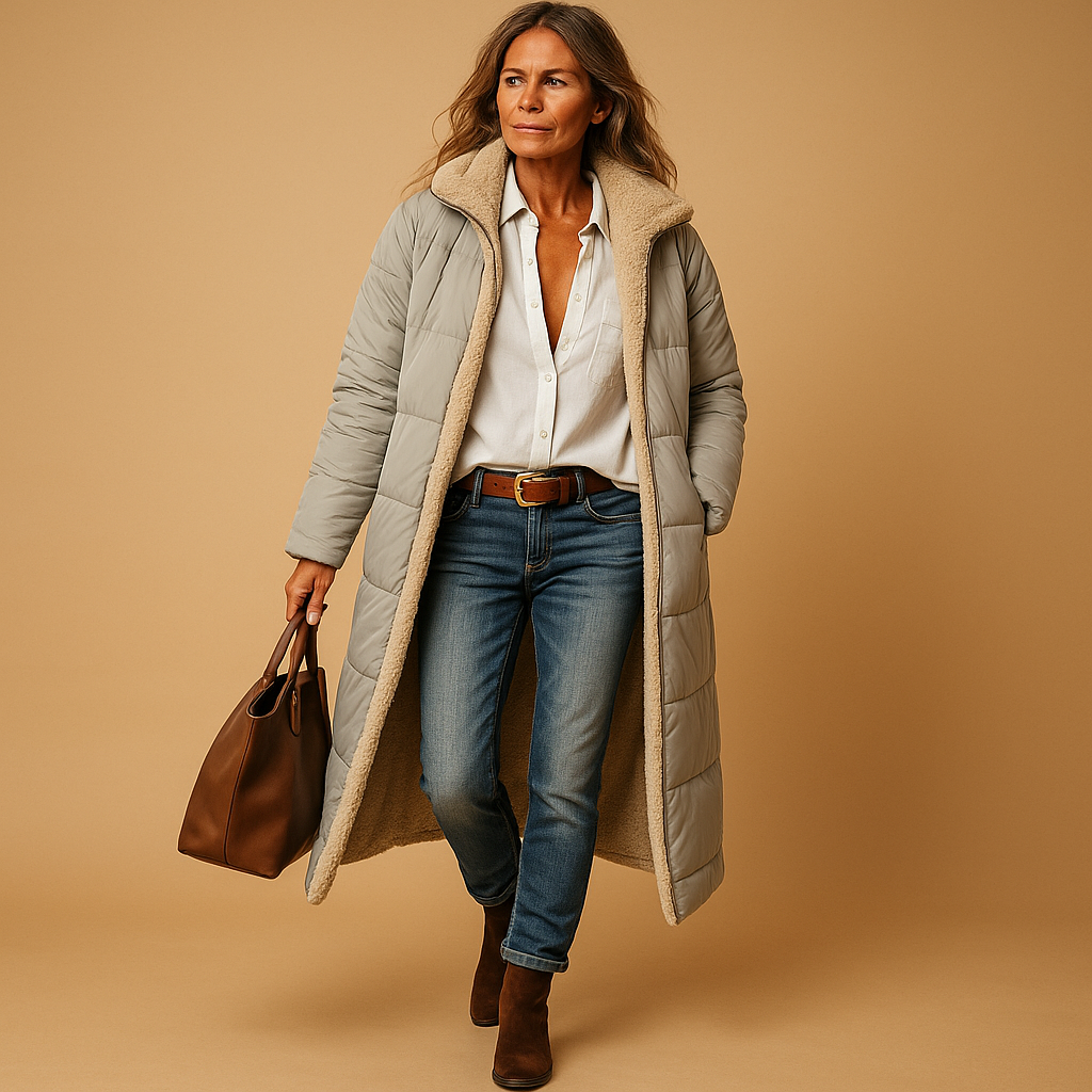Agnieszka – Gefütterter Long-Puffercoat im modernen Winter-Look für Damen