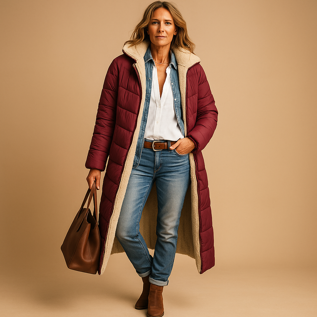 Agnieszka – Gefütterter Long-Puffercoat im modernen Winter-Look für Damen