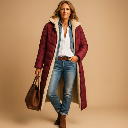 Agnieszka – Gefütterter Long-Puffercoat im modernen Winter-Look für Damen