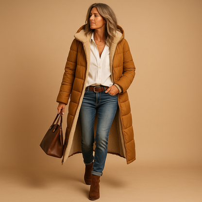 Agnieszka – Gefütterter Long-Puffercoat im modernen Winter-Look für Damen