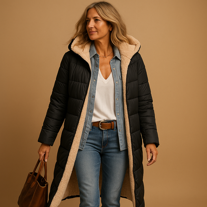 Agnieszka – Gefütterter Long-Puffercoat im modernen Winter-Look für Damen