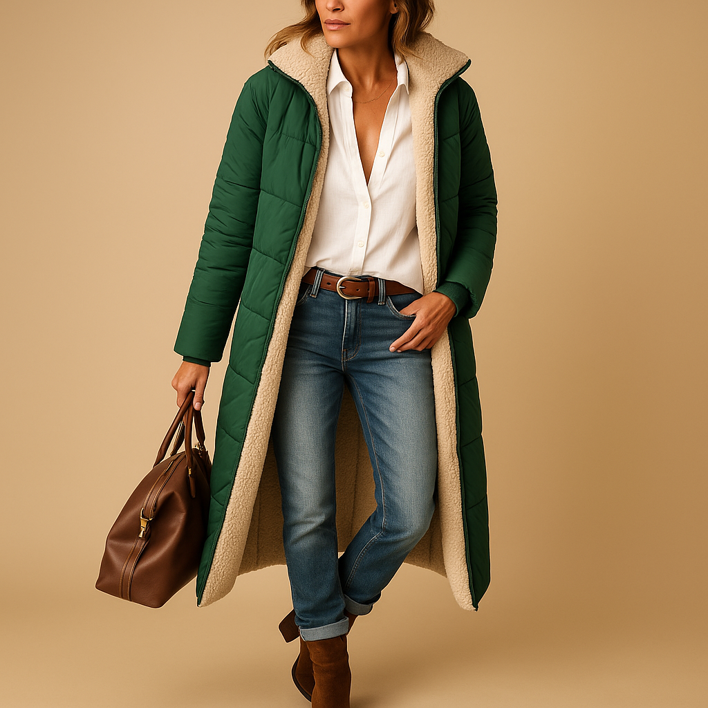 Agnieszka – Gefütterter Long-Puffercoat im modernen Winter-Look für Damen