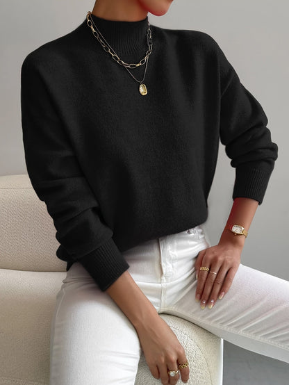 Élodie - Damen Feinstrickpullover mit modernem Stehkragen