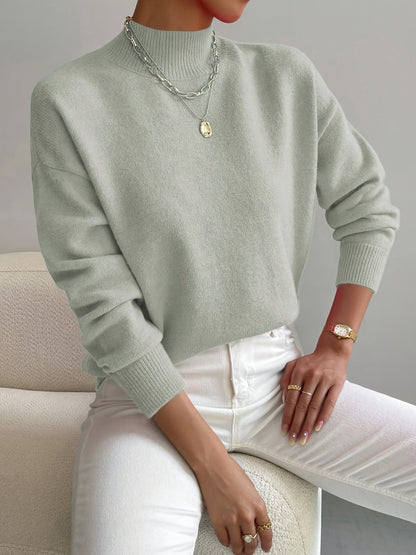 Élodie - Damen Feinstrickpullover mit modernem Stehkragen