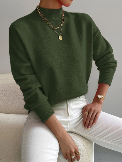 Élodie - Damen Feinstrickpullover mit modernem Stehkragen
