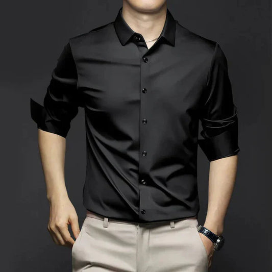 David – Herren Business Hemd Slim Fit Langarm Knitterfrei