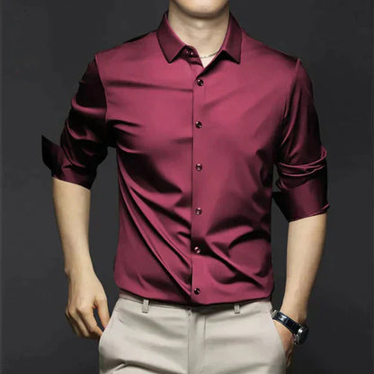 David – Herren Business Hemd Slim Fit Langarm Knitterfrei
