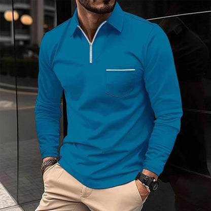 Luca – Herren Langarmshirt mit Reißverschlusskragen