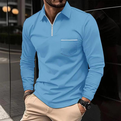 Luca – Herren Langarmshirt mit Reißverschlusskragen