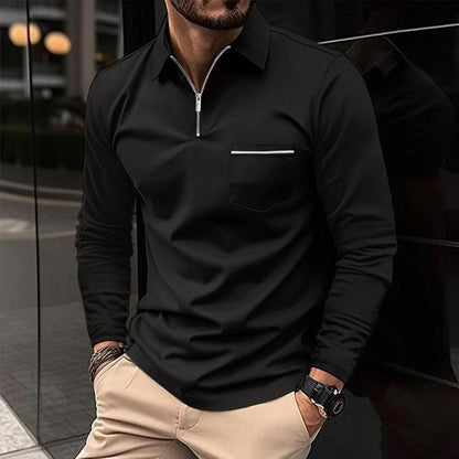 Luca – Herren Langarmshirt mit Reißverschlusskragen