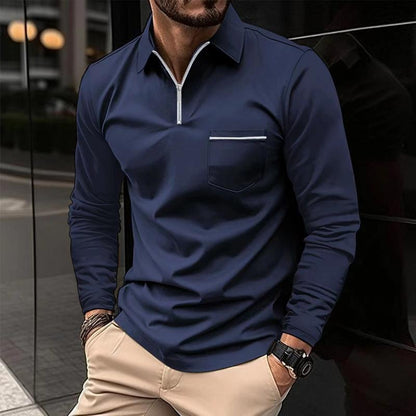 Luca – Herren Langarmshirt mit Reißverschlusskragen