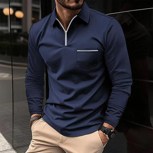 Luca – Herren Langarmshirt mit Reißverschlusskragen